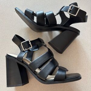 Marc Fisher Black Caged Block Heel Sandals